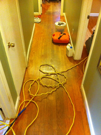 Hardwood floor refinishing in Decatur, GA - hallway before